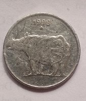 1998 25 Paise Indian Coin with Rhinoceros Design - Image 2