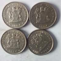 Set of 4 South African 25 Cent Coins from 1984 and 1985