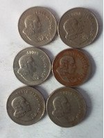 Set of 6 South African 5 Cent Coins Featuring the Blue Crane Bird - Image 2