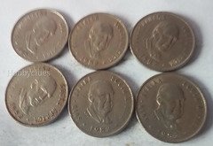 Set of 6 South African 5 Cent Coins from 1982