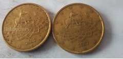 Two 50 Euro Cent Coins from 2002