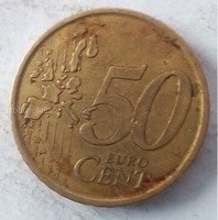 2001 Spain 50 Euro Cent Coin Featuring Cervantes