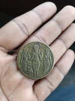 Antique 1818 Indian Commemorative Coin with Hindu Deity Engravings - Image 2