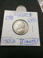 1969 D USA 5 Cents Jefferson Nickel UNC