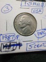 1987 P USA 5 Cents Nickel Coin UNC