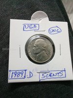 1989-D USA 5 Cents Jefferson Nickel UNC