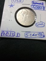 2012-D USA 5 Cents Jefferson Nickel UNC