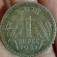 Vintage 1981 India 1 Rupee Coin - Copper-Nickel