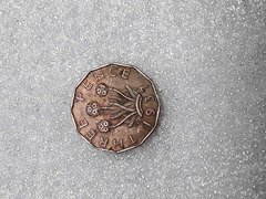 1937 British Threepence Coin - King George VI - 12-Sided Acorn Design