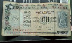 Old Indian 100 Rupees Banknote