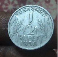 1956 Indian 1/2 Rupee Coin