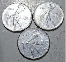 3 COINS of L.50 / LIRA 1956,66&78 Italiana