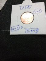 2013 D USA 1 cent unc coin.