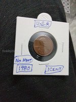 1980 No mint USA 1 cent Proof coin.