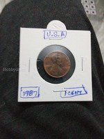 1987 No mint USA 1cent coin.