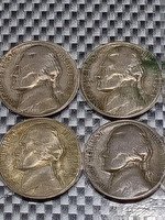 Ultra RARE Jefferson Nikels 4 RARE each one has a P on the reverse side Extremely RARE worth
