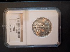 1943 Walking Liberty Half Dollar certified and graded by NGC as MS 64 (Mint State 64