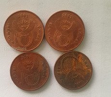 South African One Cent Coin - 1cent- 2001/2000 x 4
