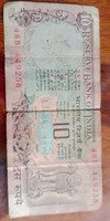 Old Indian 10 Rupees Banknote