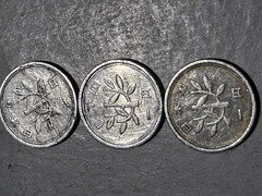 3 Coins of 1 YEN 1986, 1987 & 1988 Hirohito JAPAN