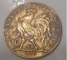 عمله فرنسيه قديمه 10 فرنك 1899-ديك - Image 2