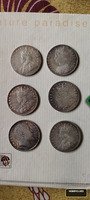 Set of 6 Vintage Indian One Rupee Coins (1901-1935)