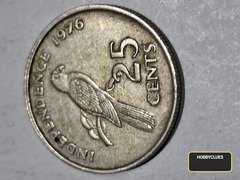 1976 Seychelles 25 Cents Coin