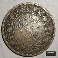 1936 British India One Quarter Anna Coin