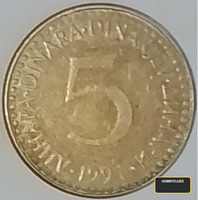 5 Dinara Coin from SFR Yugoslavia, 1991