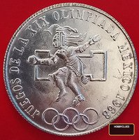 1968 Mexico 25 Pesos Silver Coin - XIX Olympiad