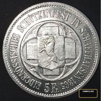 1865 Swiss 5 Franc Commemorative Coin - Eidgenössisches Schützenfest Schaffhausen - Image 2