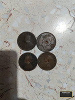 Set of 4 Vintage British India Coins with Holes