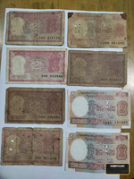 Collection of Vintage Indian 2 Rupees Banknotes