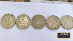 Set of 5 Vintage British India One Rupee Coins (1893-1908)