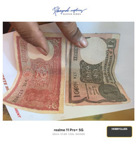 Vintage Indian 1 Rupee and 2 Rupees Banknotes