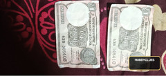 Pair of Old Indian 1 Rupee Banknotes