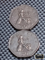 Two 1969 British 50 Pence Coins