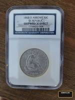 1854 O Arrows 50C SS Republic Shipwreck Effect Coin