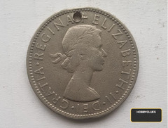 1961 British Two Shillings Coin with Hole - Image 2
