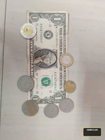 Mixed Collection of Coins and One US Dollar Bill
