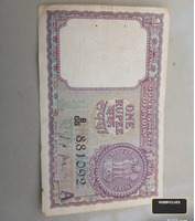 Vintage 1951 Indian One Rupee Banknote