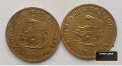 1962 South Africa 1 Cent Coins - Set of 2