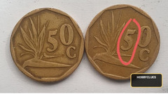 1993 South African 50 Cent Coins - One with Die Error