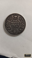 1918 One Rupee India Silver Coin - King George V