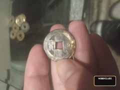 Antique Chinese Cash Coin with Square Hole - Image 2