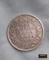 1936 India One Quarter Anna Coin - George V King Emperor