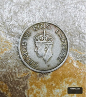 1947 India Quarter Rupee Coin Featuring George VI