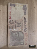 Old Indian 10 Rupees Banknote