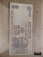 Old Indian 10 Rupees Banknote with Mahatma Gandhi