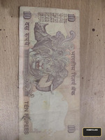 Old Indian 10 Rupees Banknote with Mahatma Gandhi - Image 2